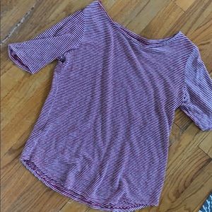 LOFT Red and White Striped Tee